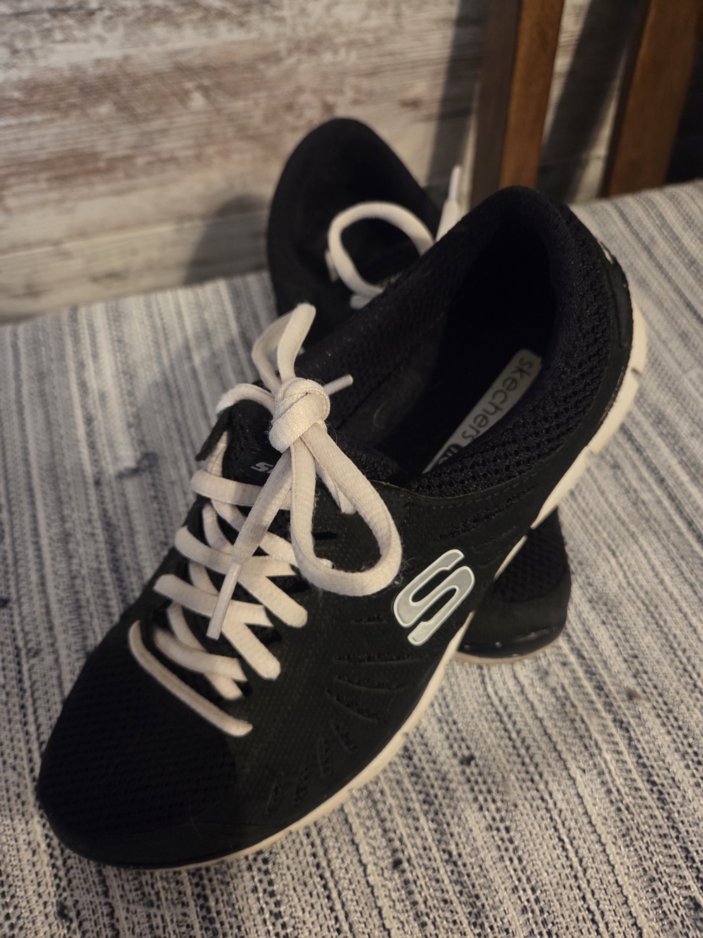 Skechers Black Athletic Sneakers with White Laces
